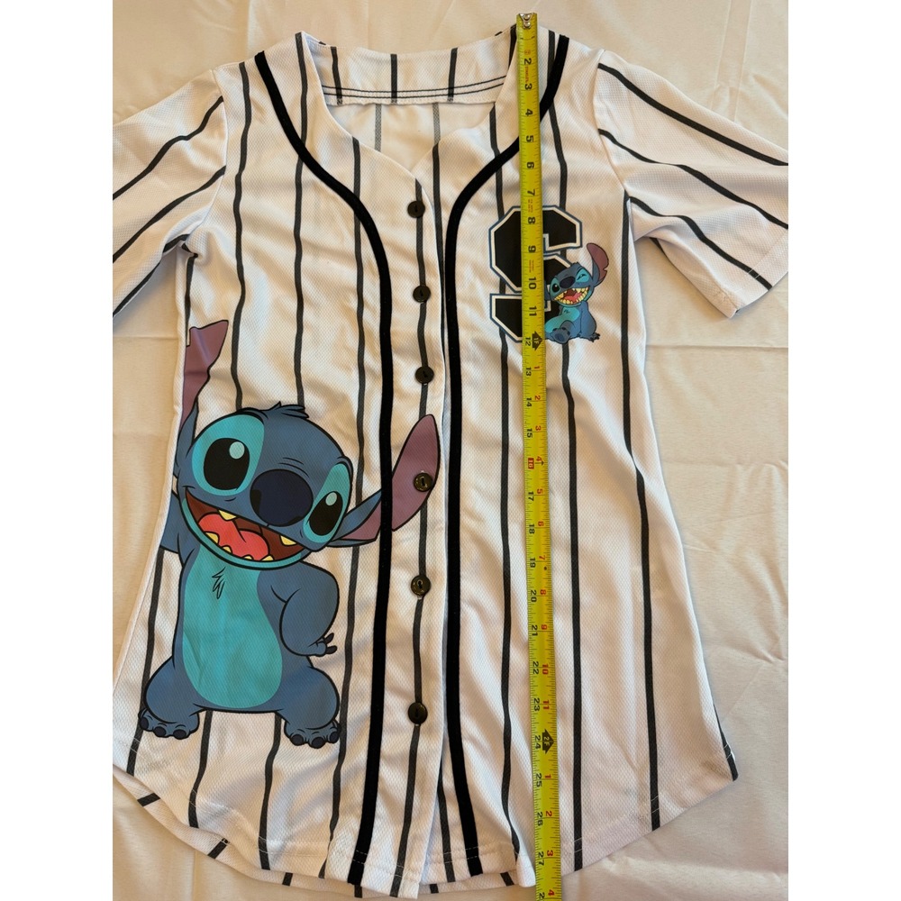 Disney Stitch Kids Youth Ohana Baseball Jersey Shirt XXS/XS White Active Sporty - Picture 6 of 9